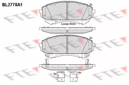 Комплект тормозных колодок, дисковый тормоз FTE BL2778A1