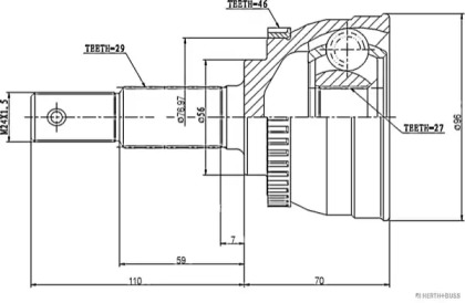 Шарнирный комплект HERTH+BUSS JAKOPARTS J2821138