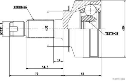 Шарнирный комплект HERTH+BUSS JAKOPARTS J2824039