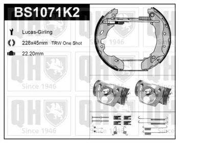 Комплект тормозов, барабанный тормозной механизм QUINTON HAZELL BS1071K2