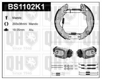 Комплект тормозов, барабанный тормозной механизм QUINTON HAZELL BS1102K1