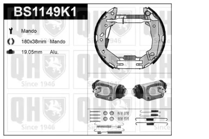 Комплект тормозов, барабанный тормозной механизм QUINTON HAZELL BS1149K1