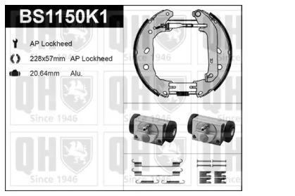 Комплект тормозов, барабанный тормозной механизм QUINTON HAZELL BS1150K1