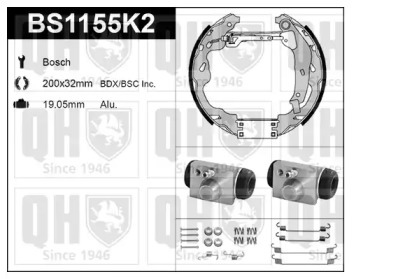 Комплект тормозов, барабанный тормозной механизм QUINTON HAZELL BS1155K2