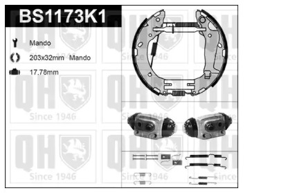 Комплект тормозов, барабанный тормозной механизм QUINTON HAZELL BS1173K1