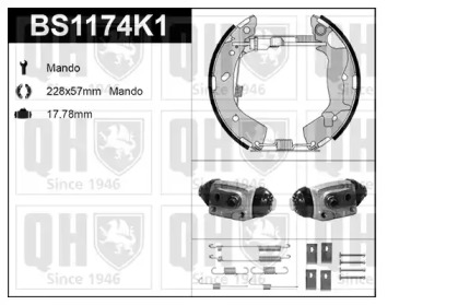 Комплект тормозов, барабанный тормозной механизм QUINTON HAZELL BS1174K1