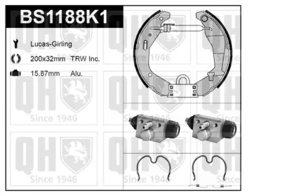 Комплект тормозов, барабанный тормозной механизм QUINTON HAZELL BS1188K1