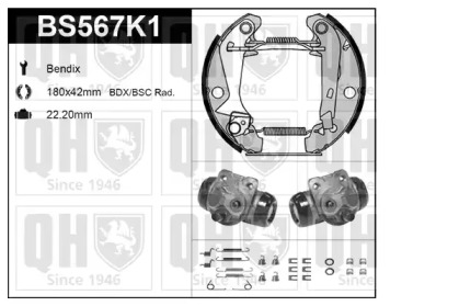 Комплект тормозов, барабанный тормозной механизм QUINTON HAZELL BS567K1