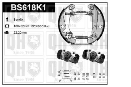 Комплект тормозов, барабанный тормозной механизм QUINTON HAZELL BS618K1