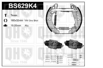 Комплект тормозов, барабанный тормозной механизм QUINTON HAZELL BS629K4