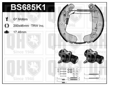 Комплект тормозов, барабанный тормозной механизм QUINTON HAZELL BS685K1