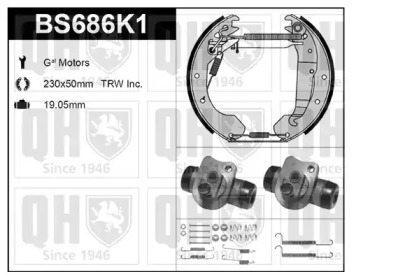 Комплект тормозов, барабанный тормозной механизм QUINTON HAZELL BS686K1