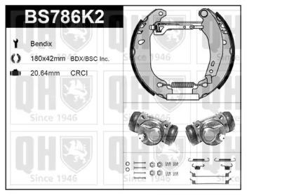 Комплект тормозов, барабанный тормозной механизм QUINTON HAZELL BS786K2