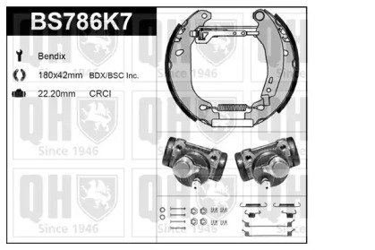 Комплект тормозов, барабанный тормозной механизм QUINTON HAZELL BS786K7