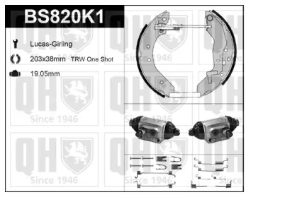 Комплект тормозов, барабанный тормозной механизм QUINTON HAZELL BS820K1