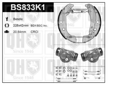 Комплект тормозов, барабанный тормозной механизм QUINTON HAZELL BS833K1