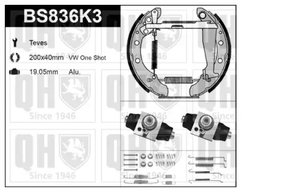 Комплект тормозов, барабанный тормозной механизм QUINTON HAZELL BS836K3