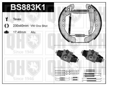 Комплект тормозов, барабанный тормозной механизм QUINTON HAZELL BS883K1