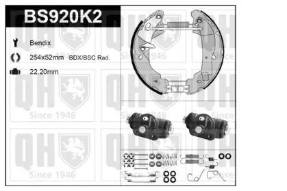 Комплект тормозов, барабанный тормозной механизм QUINTON HAZELL BS920K2