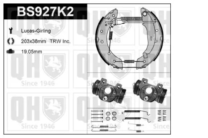 Комплект тормозов, барабанный тормозной механизм QUINTON HAZELL BS927K2