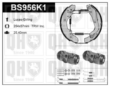 Комплект тормозов, барабанный тормозной механизм QUINTON HAZELL BS956K1