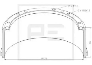 Тормозный барабан PE Automotive 016.406-00A
