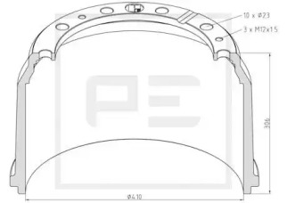 Тормозный барабан PE Automotive 016.431-00A