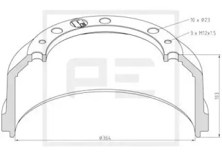 Тормозной барабан PE Automotive 016.466-00A