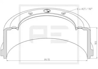 Тормозной барабан PE Automotive 016.487-00A