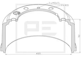 Тормозный барабан PE Automotive 036.416-00A