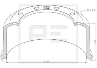 Тормозный барабан PE Automotive 046.627-10A