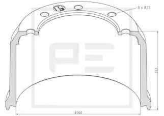 Тормозный барабан PE Automotive 046.636-00A