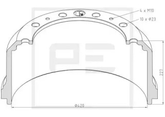 Тормозный барабан PE Automotive 066.434-00A