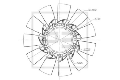 Рабочее колесо вентилятора PE Automotive 100.231-00A