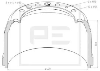 Тормозный барабан PE Automotive 106.063-00A