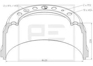 Тормозный барабан PE Automotive 106.064-00A