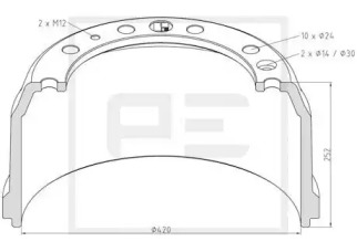 Тормозный барабан PE Automotive 106.084-00A