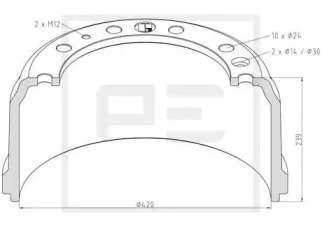 Тормозный барабан PE Automotive 106.086-00A