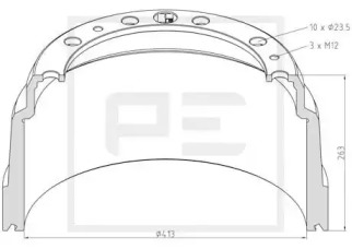 Тормозный барабан PE Automotive 126.005-00A