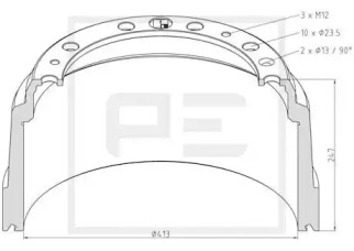 Тормозный барабан PE Automotive 126.006-00A