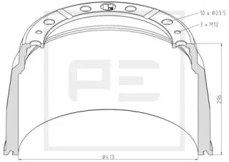 Тормозный барабан PE Automotive 126.007-00A