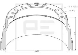 Тормозный барабан PE Automotive 126.048-00A