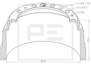 Тормозный барабан PE Automotive 126.068-00A