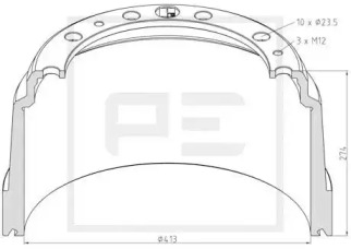 Тормозный барабан PE Automotive 126.077-00A