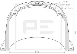 Тормозной барабан PE Automotive 126.092-00A