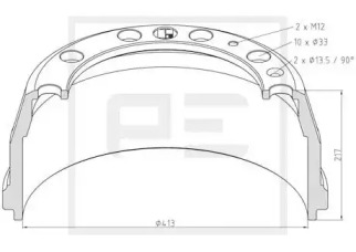 Тормозный барабан PE Automotive 146.004-00A