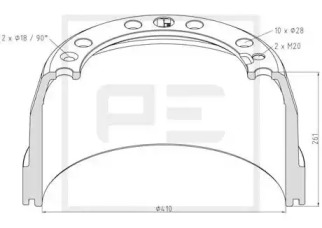 Тормозной барабан PE Automotive 146.131-00A