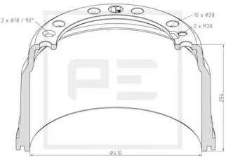 Тормозной барабан PE Automotive 146.134-00A