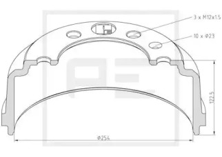 Тормозный барабан PE Automotive 236.002-00A