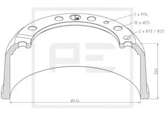 Тормозный барабан PE Automotive 256.009-00A